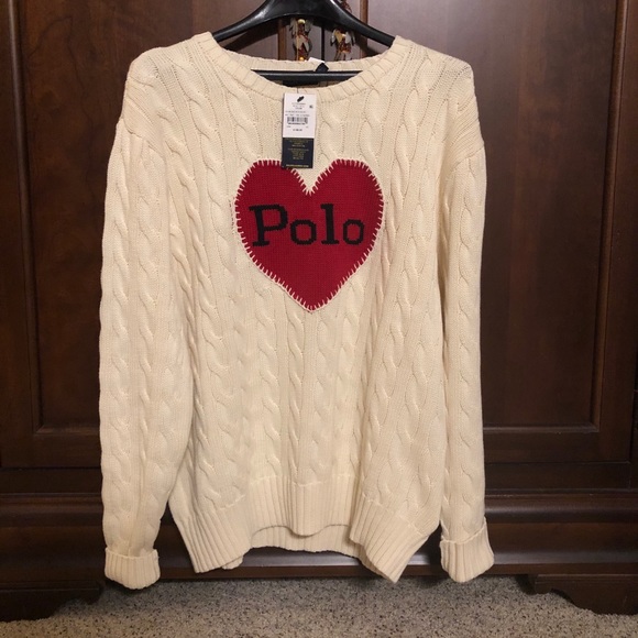 Nwt Brandnew Rare Polo Heart Cable Knit 
